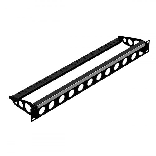 AVShop D-Type Punched Rack Panel - 1U / 12 Holes w/ Cable Support