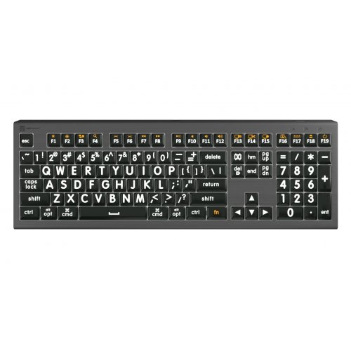 Logickeyboard Large Print White on Black ASTRA2 Backlit Keyboard - Mac