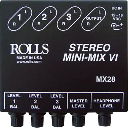 Rolls MX28 MiniMix VI 3-Channel Stereo Mixer
