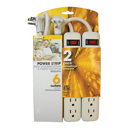 AVShop White Power Strip - 6 Outlet (2-Pack)