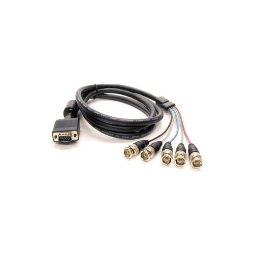 Molded VGA to 5 x BNC Cable Male to Male - VGA Whip 15 ft