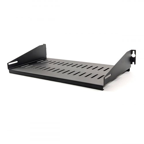 AVShop 2U 250mm Deep Black Vented Rack Shelf w/ Quick Mounting System