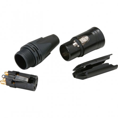 Neutrik NC3FXX-B-D 3 Pin XLR Female Connector (Black/Gold) - Disassembled (100)