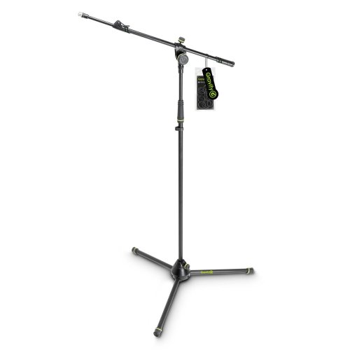 Gravity Microphone Stand w/ Tripod Base & 2-Point Telescoping Boom - Black