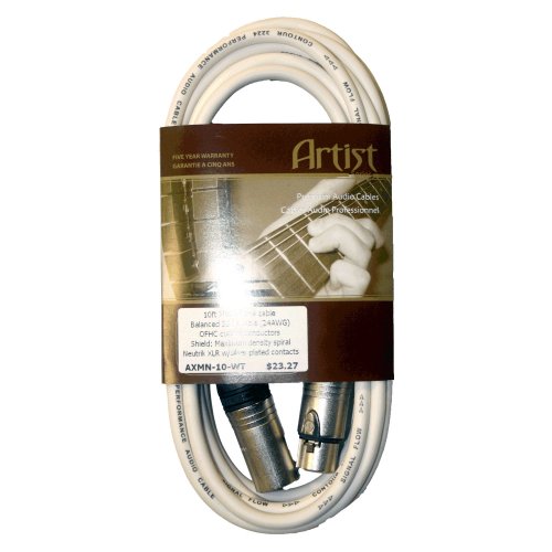 BRTB Artist+ XLR Male to XLR Female Mic Cable (White) - 100 Feet