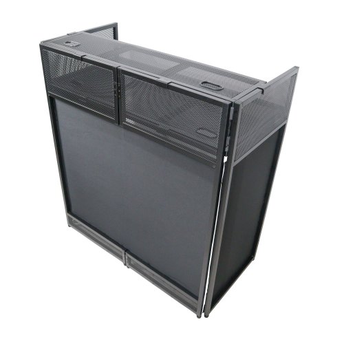 ProX VISTA DJ Booth Facade Table Station w/ Scrim Kit and Travel Bag - Black