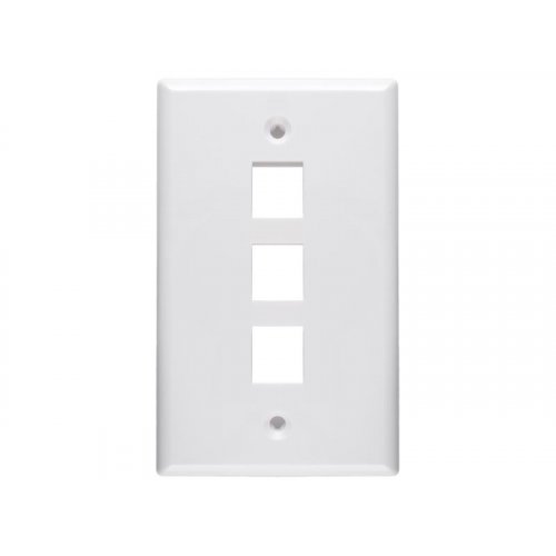 AVShop Wall Plate, 3-Port Keystone - White