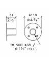 Penn-Elcom Black Top Hat Guide For 1 1/2in Poles
