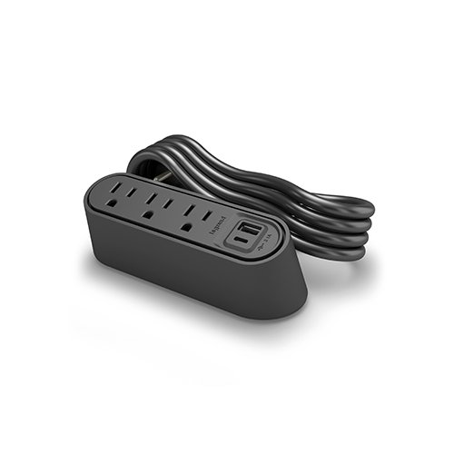 Wiremold WSPC320BK Slim Desktop Power w/ 3 UGround + 2 USB/USB-C - Black