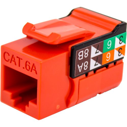 Vertical Cable CAT6A Data Grade Keystone U-Jack, RJ45 90° 8x8 - Orange