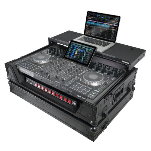 ProX Flight Case For Denon PRIME 4 DJ Controller with Laptop Shelf 1U Rack Shelf