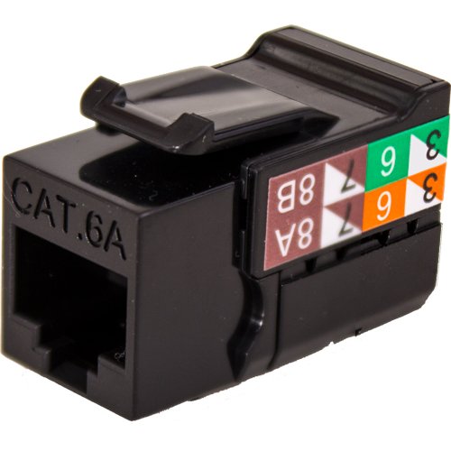 Vertical Cable CAT6A Data Grade Keystone U-Jack, RJ45 90° 8x8 - Black