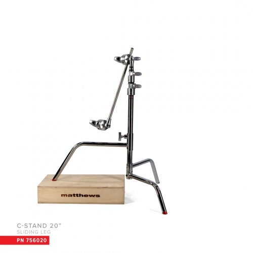 Matthews 20in C-Stand w/Sliding Leg + Grip Head / Arm 5.25ft - Chrome
