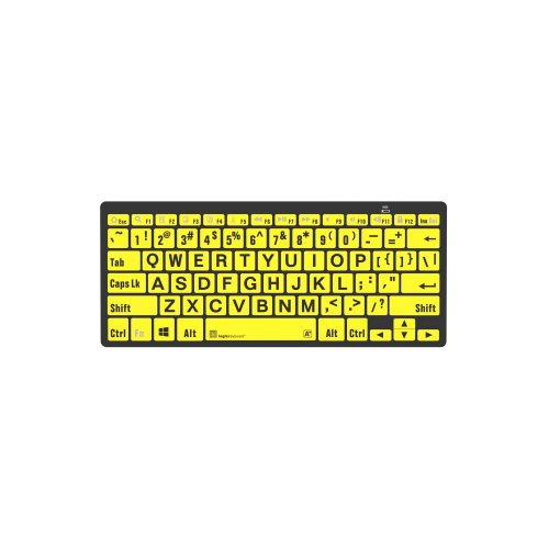Logickeyboard Large Print Black on Yellow Mini Bluetooth Keyboard - PC