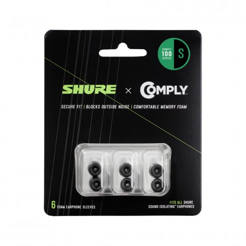 Shure EACYF1 Comply 100 Series Black Foam Sleeves (6 Pack) - Small