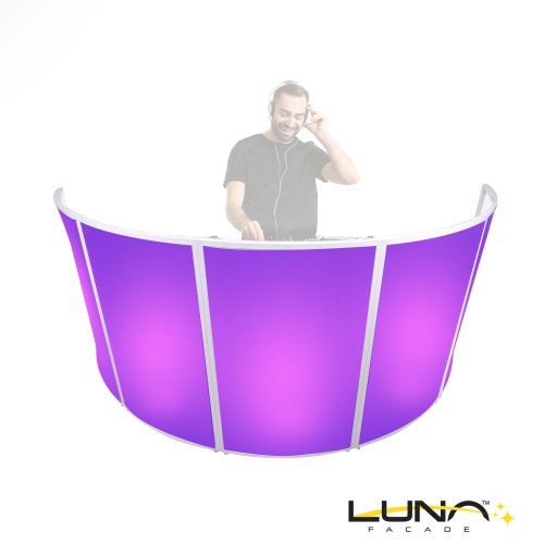 ProX LUNA DJ Facade 5 Panel Curved w/ Black & White Scrim Kit - White