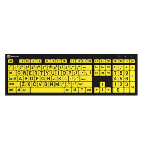 Logickeyboard Large Print Black on Yellow NERO Slimline Keyboard - PC