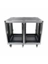 ProX 16U 24in Dual Vertical Rack Shock Mount Case w/ Sliding Slam Doors, Wheels