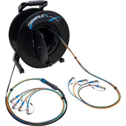 Camplex 4-Channel ST Single Mode Fiber Optic Tactical Cable Reel - 500 Foot