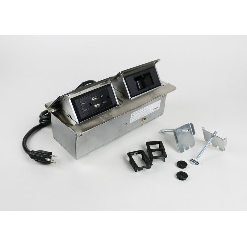 Wiremold deQuorum Dual Flip-Up Unit with USB - Stainless
