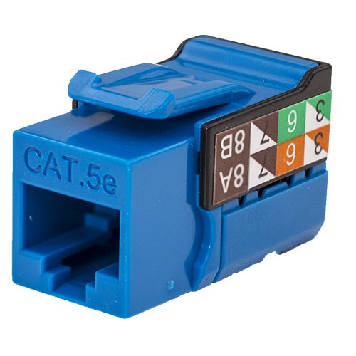 Vertical Cable CAT5E Data Grade Keystone Jack, RJ45, 8×8, Blue
