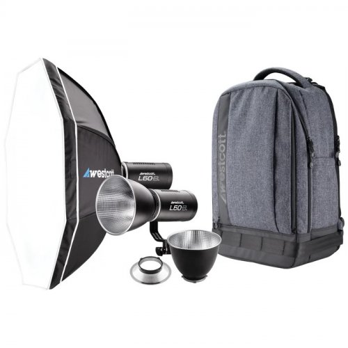 Wescott L60-B Bi-Color COB LED 2-Light Backpack Kit