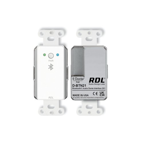 RDL BTN21 Bluetooth Audio Dante Network Interface - White