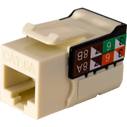 Vertical Cable CAT6A Data Grade Keystone U-Jack, RJ45 90° 8x8 - Almond
