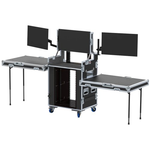 ProX 16U Rack w/ 3 Monitors and Side Tables by Santosom