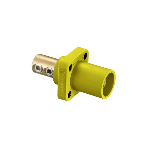 Hubbell HBLMRY 400A Cam Lock Male Panel Mount Set Screw - Yellow