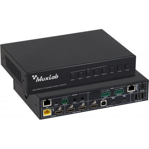 Muxlab USB-C/HDMI 5x1 Presentation Switcher w/ Dante