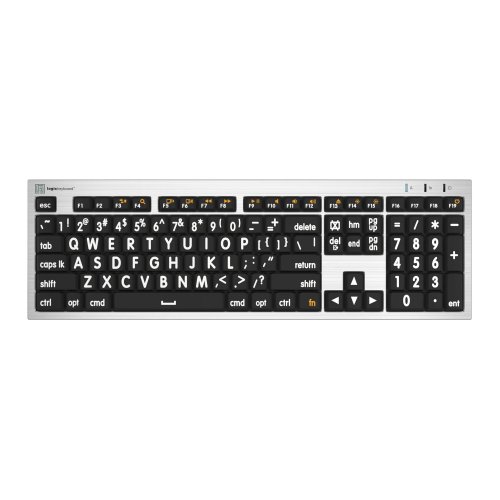 Logickeyboard Large Print White on Black ALBA Slimline Keyboard - Mac