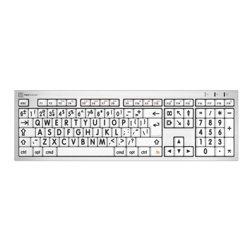 Logickeyboard Large Print Black on White ALBA Slimline Keyboard - Mac