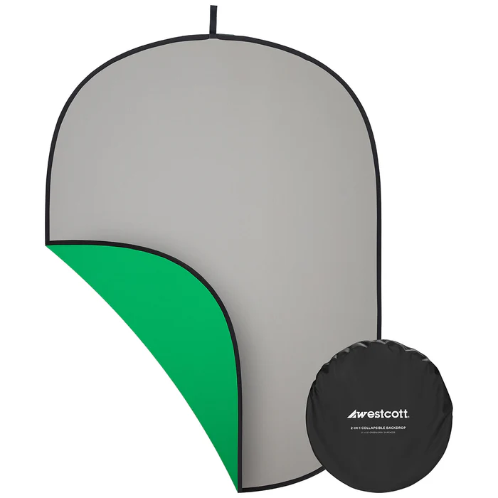 Westcott Collapsible 2-in-1 Gray & Green Screen Backdrop (5 x 6.5)